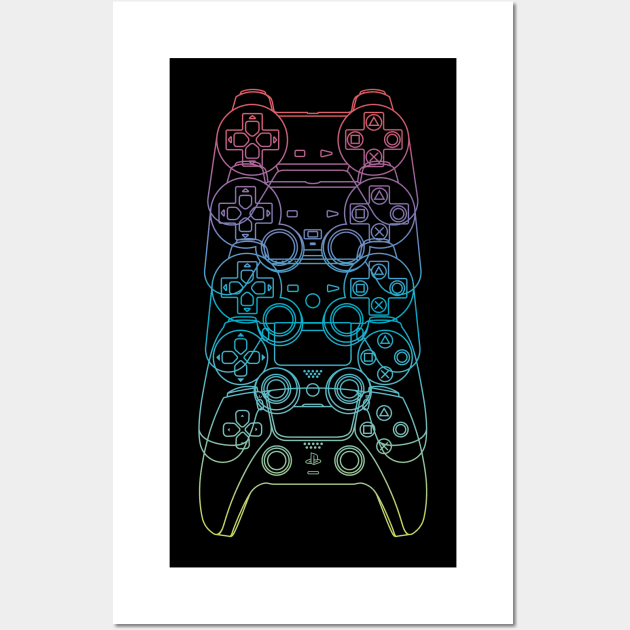 Controles de PlayStation PS1-PS5 (Lineas Arcoiris) Wall Art by ZeroSagitary